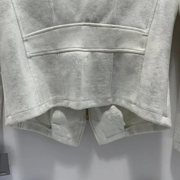 MARC NEW YORK Women's Ivory Silvery Faux Leather Jacket; Size: Small (S) - Picture 3 of 4